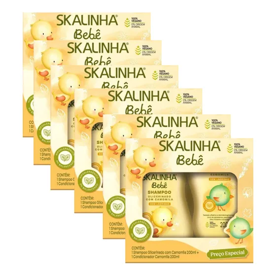 Kit Shampoo + Condicionador Skalinha Baby Camomila Cx Com 6