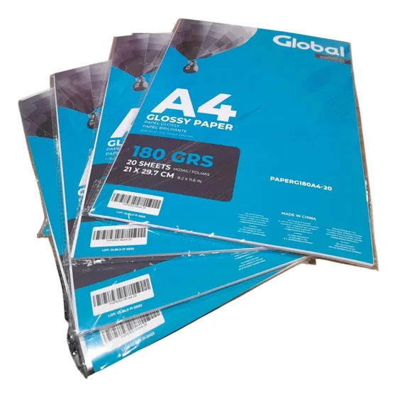 Papel Global 180gr Glossy Fotografico A4 X100 Hojas