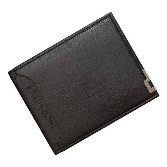 Billetera Porta Documentos Tarjetero Monedero Elegante Cuero Color Negro
