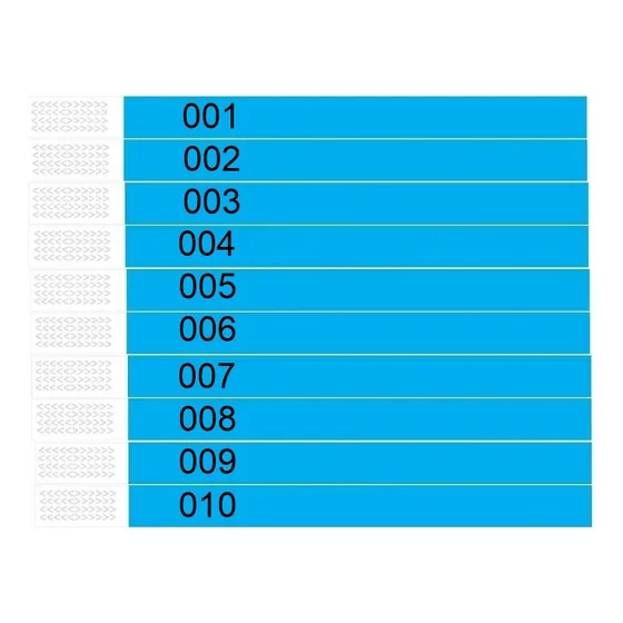 300 Pulseiras Numeradas De Identificação A Prova D'agua Cor Azul-celeste