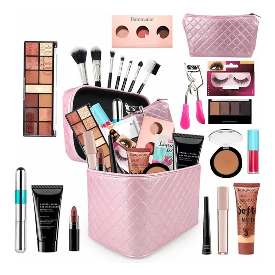 Maleta + Kit Maquiagem Completa Luisance Rubys + Bz15 Cor Bege