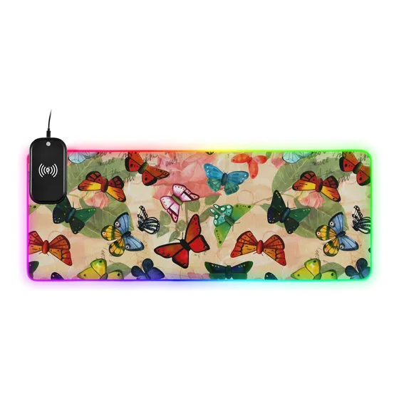 Alfombrilla Mouse Carga Inalambrica Vintage Mariposa Flor 13