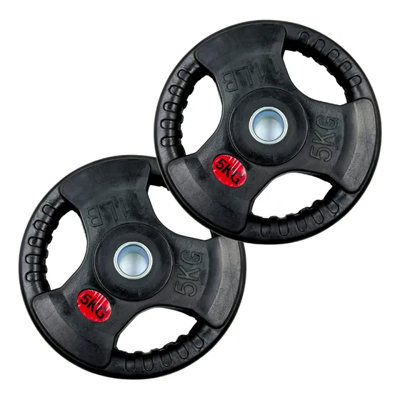 Set 2 Discos Pre Olímpico De 5kg Engomado Con Agarres