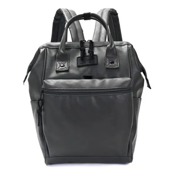 Mochila Wanderlust Boca De Pez Antirrobo Cuero Pu Color Gris