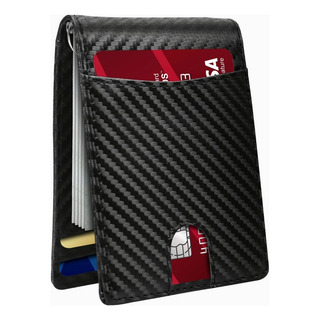 Wang Cartera Tarjetera Cuero De Fibra Carbono Con Clip Wang Cartera Tarjetera Cuero De Fibra Carbono Con Clip