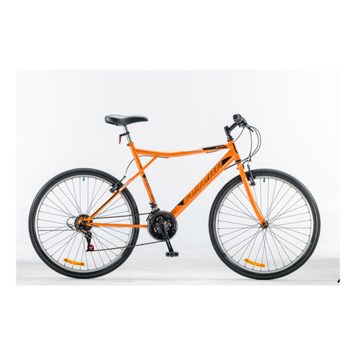 Mountain bike Futura Techno 026 18" 21v frenos v-brakes cambios Index color naranja con pie de apoyo  
