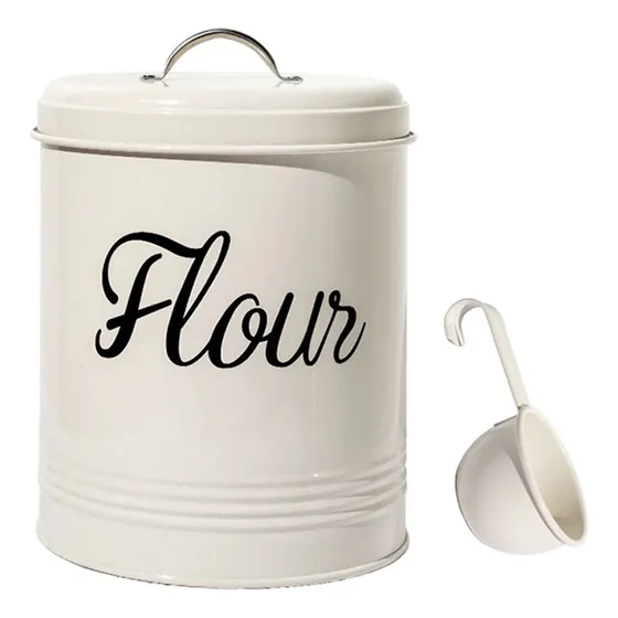 Tarro De Metal Blanco Para Almacenar Harina Para Alimentos,