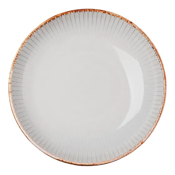 Prato Avulso Para Massa 22,8cm De Cerâmica Linear Cinza