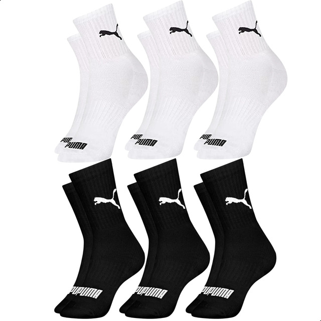 6 Pares Meias Puma Cano Médio Alto Academia Algodão Original 6 Pares Meias Puma Cano Médio Alto Academia Algodão Original