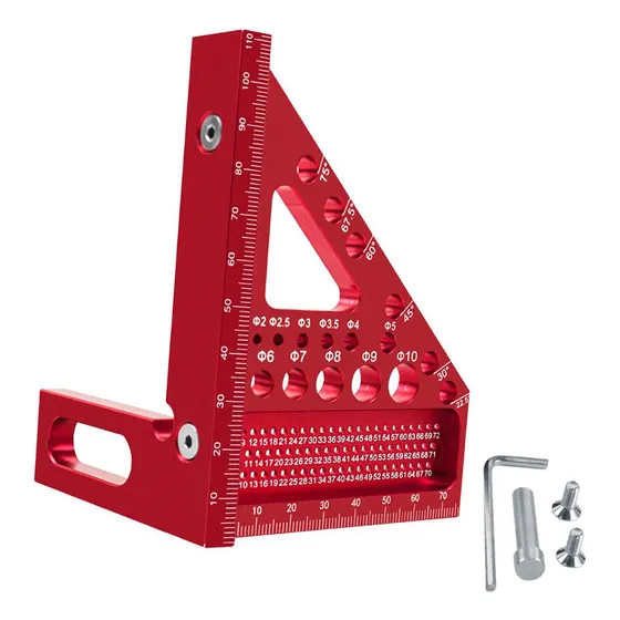 - Régua De Medição Multiângulo 3d, Transferidor Vermelho