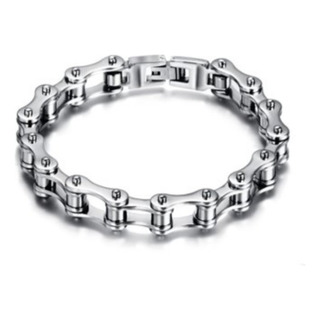 Pulseira Tipo Corrente Bike Moto Metal Cromado Com Fecho Pulseira Tipo Corrente Bike Moto Metal Cromado Com Fecho