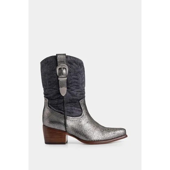 Vélez Botas Texanas Acrux Cuero Folia Mujer Chapetas Plata