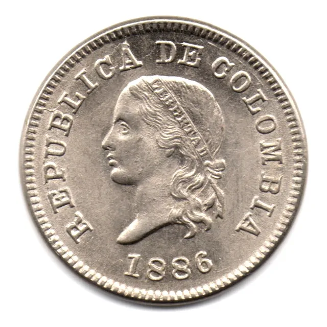 5 Centavos 1886 5 Grande Sin Circular