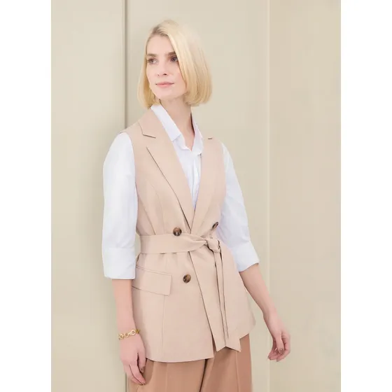 Chaleco De Mujer Plano Marca Patprimo Color Beige #30250039