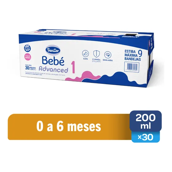 Sancor Bebe 1 Advanced Leche De Formula 200ml Pack X30 Brick Sabor Sin Sabor