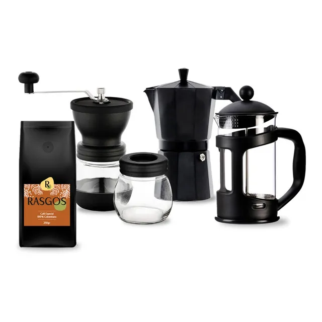 Kit Prensa Francesa Molino Café Moka Espresso Café Especial