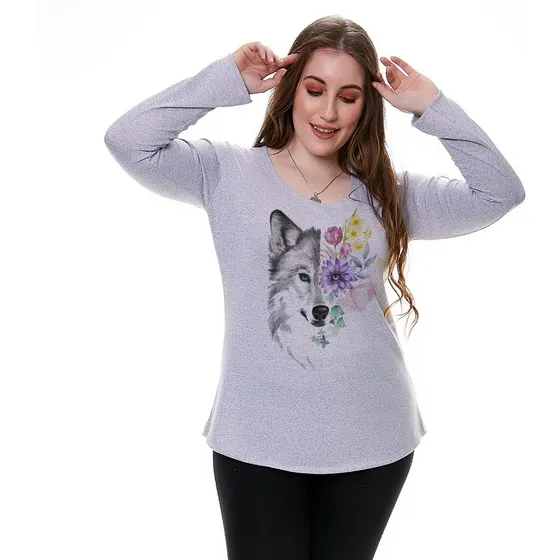 Remera De Lanilla Estampada Talle Grande X Mayor