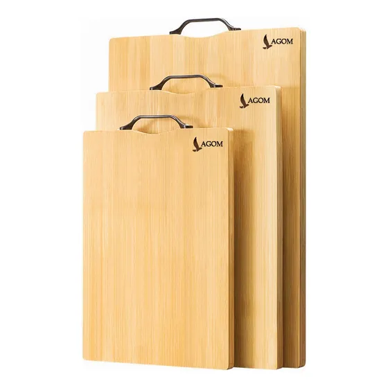 Lagom Paquete 3pz Tabla De Bambú Madera Para Picar Alimentos Asa 38x28 34x24 30x20 Fácil Limpieza E Higiene Cómodo Diseño De Suspensión Duradera Y Resistente