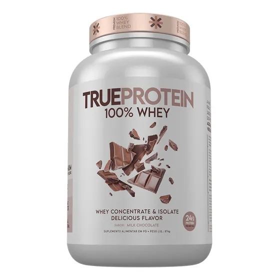 True Protein 100% Whey Concentrado Isolado 874g True Source Sabor Milk chocolate