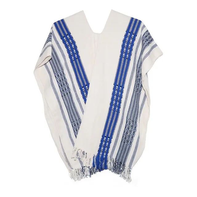 Poncho Fino A Rayas Azules