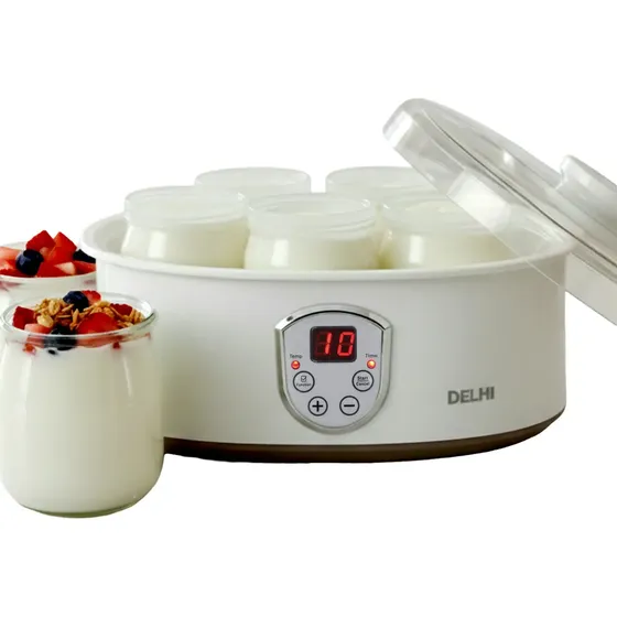 Yogurtera Corte Automático Digital Delhi 1.2l 20w 7 Vasos Color Blanco