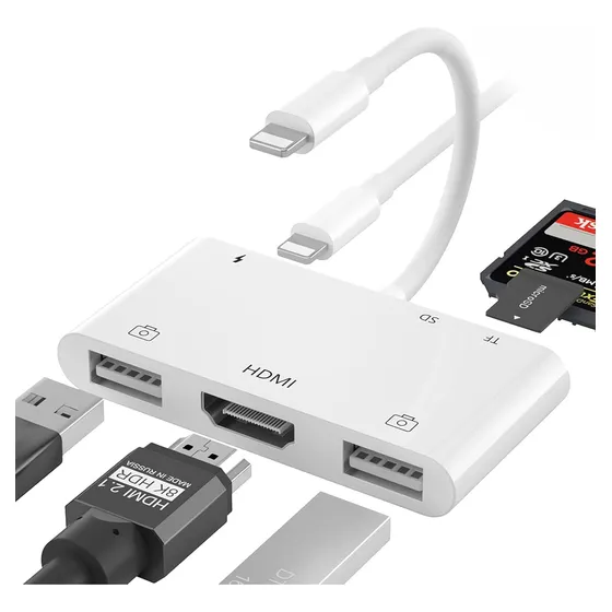 Adaptador Lightning Hub A 4k Hdmi Usb Tf/sd Para iPhone iPad