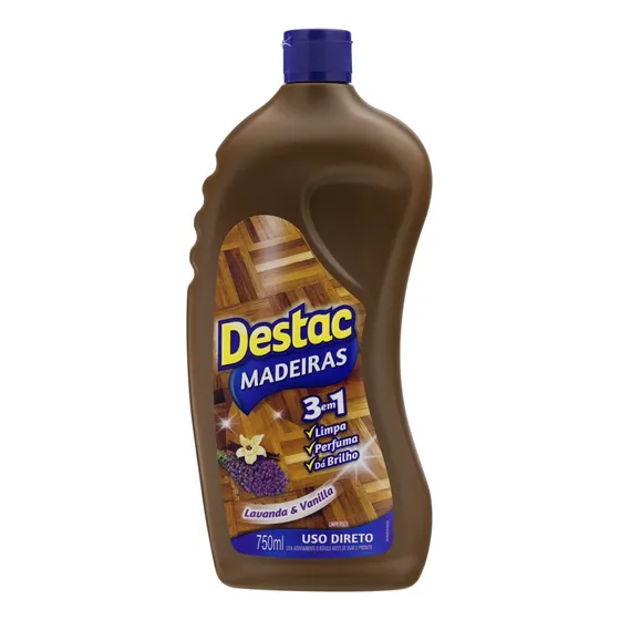 Limpador pisos de madeira Destac lavanda & baunilha em squeeze 750 mL