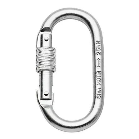 Fecho Gancho Mosquetão Oval Aço Trava Rosca 25kn Alpinismo