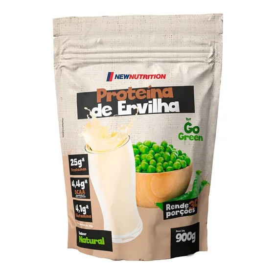 Proteína da Ervilha Sabor Natural em Sachê de 900g Suplemento em Pó NewNutrition Pea Protein Vegetal 100% Vegano e Natural