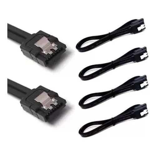 Kit 4 Cabo De Dados Sata 3 6gb/s Com Trava Ssd Hdd Drive Dvd