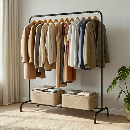 Sapateira Arara De Roupas Cabideiro Armário Organizador Casa Arara Com Sapateira Preto