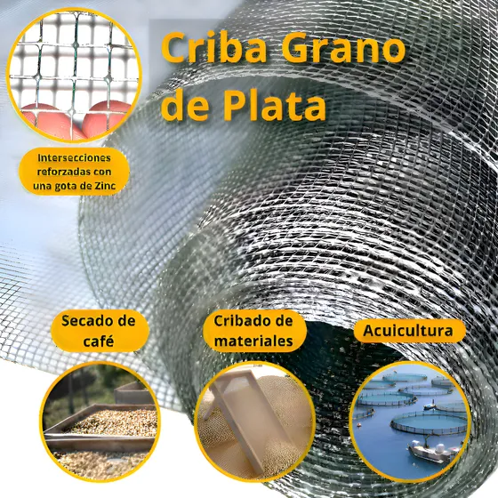 Criba Grano De Plata Abertura 5x5 De 0.91 X 30 M