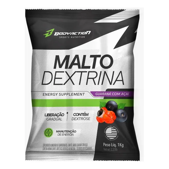 Suplemento Em Pó Bodyaction Maltodextrina Sabor Guaraná Com Açaí Em Saco De 1000ml