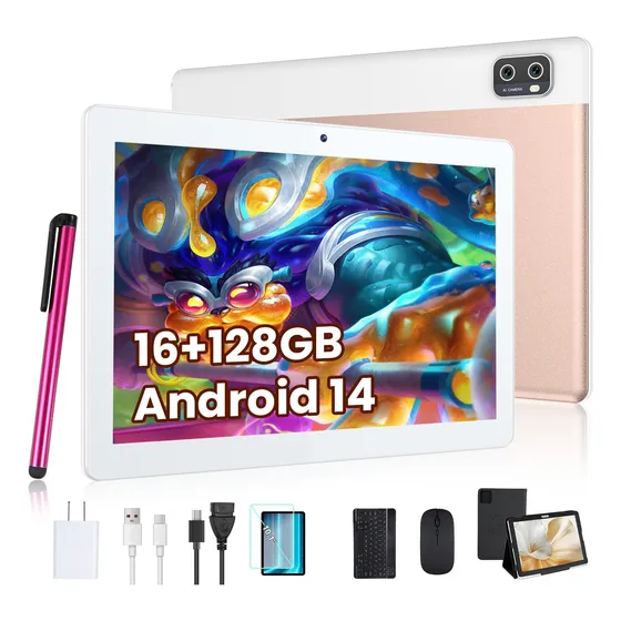 Tablet Android 14 16gb+128gb Wifi 12 Núcleos Con Funda Mouse