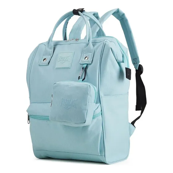 Mochila Cartera Everlast Modelos Color Celeste Bolsito Lona Diseño De La Tela Liso