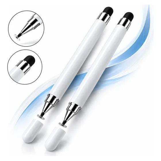 Kit 2 Caneta Touch Stylus 2 Em 1 Ponta Fina Tablet Celular