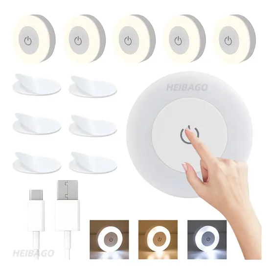 Luz Noche Lámpara Pared Focos Led Clóset Recargable Usb 6pzs
