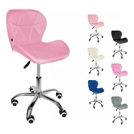 Silla Oficina Tela Ergonómica Moderna Ejecutiva Cromada Rosa Tela Silla Oficina Tela Ergonómica Moderna Ejecutiva Cromada Rosa Tela