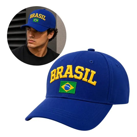 Boné Brasil Premium Copa Do Mundo Estilo Torcedor Raiz 1 Und