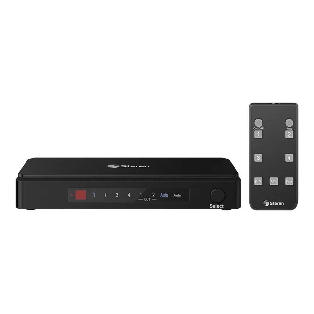 Steren Selector Hdmi 4k De 4 Entradas Y 2 Salidas, Con Contr