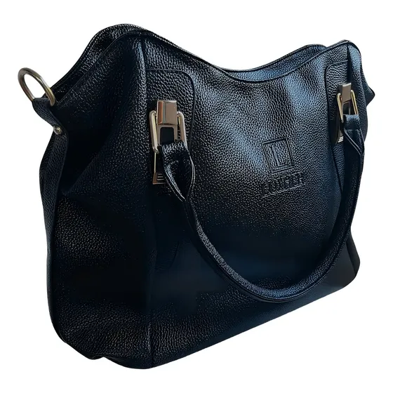 Cartera Luxher Elegante Moda Lujo Eco Cuero Mod. Osaka Negro Texturizado