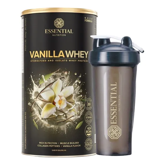 Cacao / Vanilla Whey Lata 30 Doses + Coqueteleira Essential