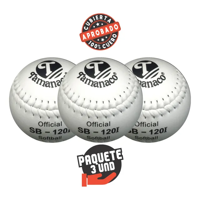 Pelota De Softbol Tamanaco Sb-120i Importada (3 Pack)
