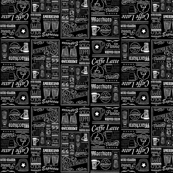 Cuerina Estampada Cafe Coffee Latte Color Negro Por Metro