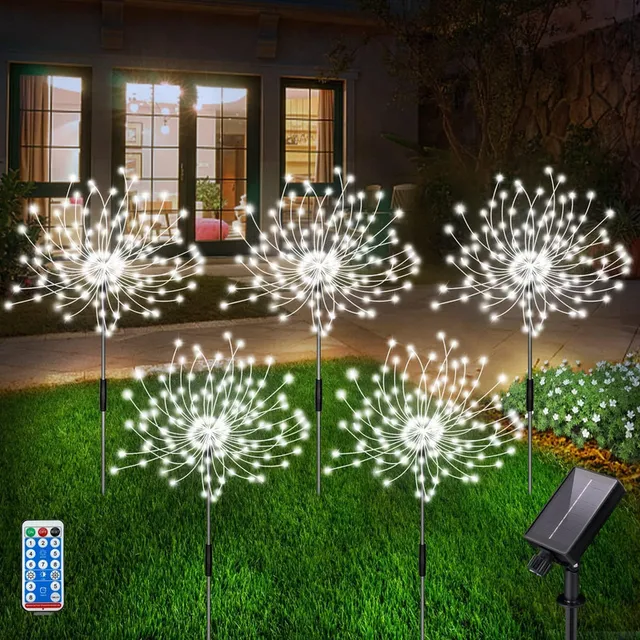 Paquete De 5 120 Luces Solares Impermeables For Fuegos