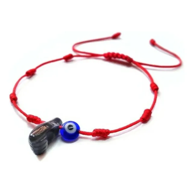 Pulsera Hilo Rojo 7 Nudos Azabache Ojo Turco Protección Bebé