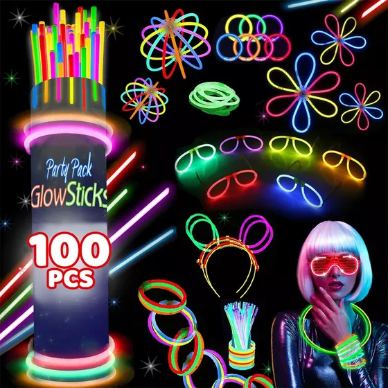 100 Pulseras Neón Fosforescente Glow Stick Fiestas Eventos