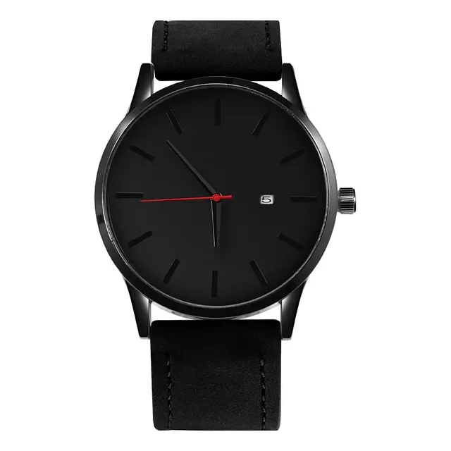 Reloj De Cuero Esfera Circular Caballero Calendario