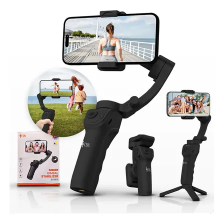 Estabilizador Celular Gimbal 3 Eixos Para Tripé Ia Video Estabilizador Câmera 360 Compatível Com iPhone Andoid Ios Marca Tdx Cor Preto