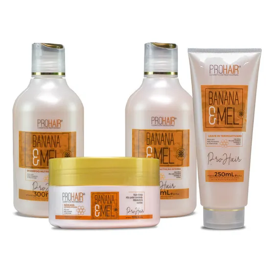 Kit Nutrição Capilar Banana E Mel Home Care Prohair 4 Itens